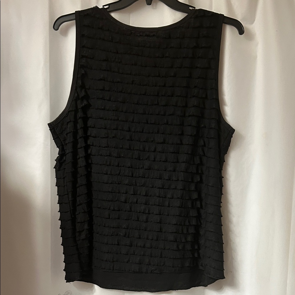 Travel Elements Elegant Black Ruffle Tank Top. Size XL - Picture 6 of 7